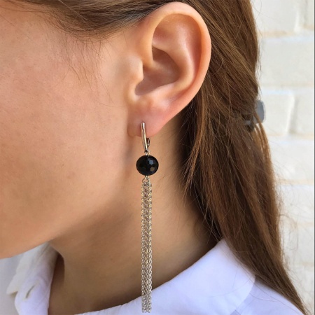 Серьги из серебра с агатами