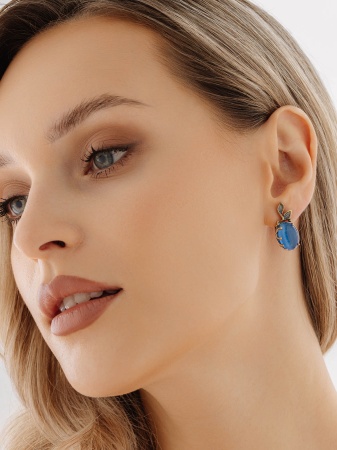 Серьги из серебра с кошачьим глазом