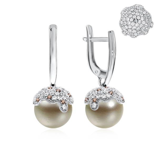 Серьги из серебра с жемчугом со скидкой