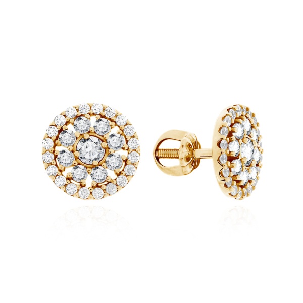 Пусеты из серебра с фианитами