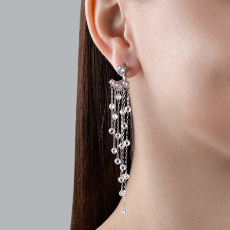 Серьги из серебра с фианитами