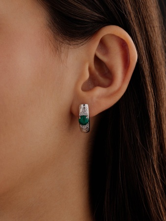 Серьги из серебра с агатами и фианитами 2340392378л-60 от KRASNOE, металл Серебро, вставка Агат