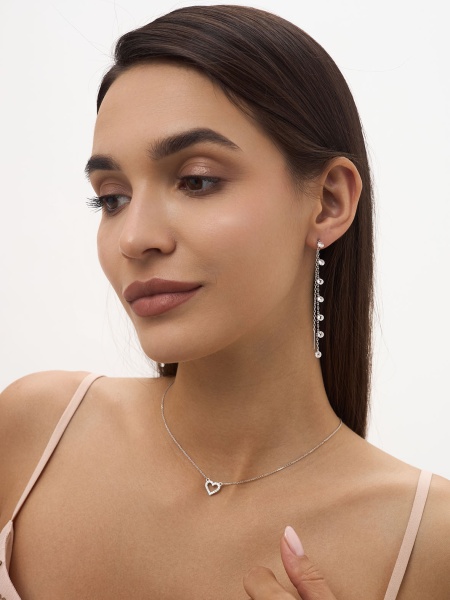 Серьги из серебра с фианитами 2340202240-13 от KRASNOE, металл Серебро, вставка Фианит