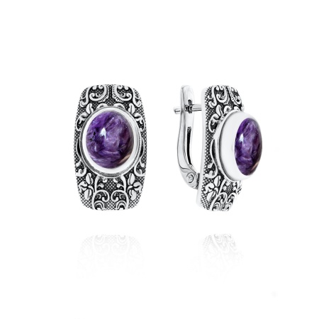 Серьги из серебра с чароитами