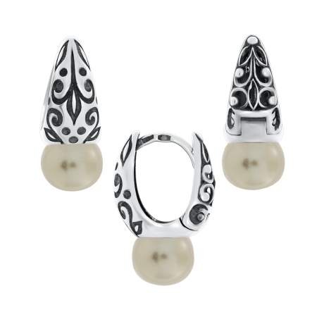 Серьги из серебра с жемчугом 2310240864-1-21 от KRASNOE, металл Серебро, вставка Жемчуг Имитация
