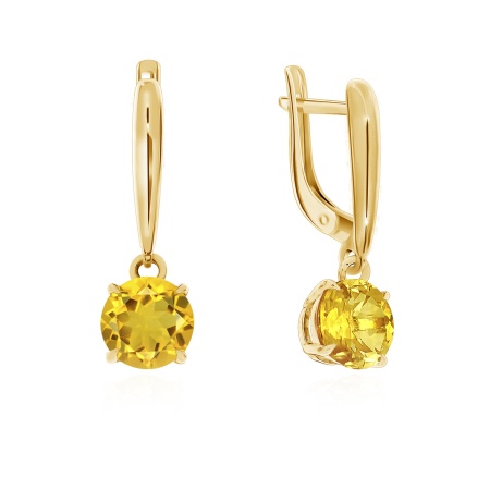 Серьги из серебра с цитрином
