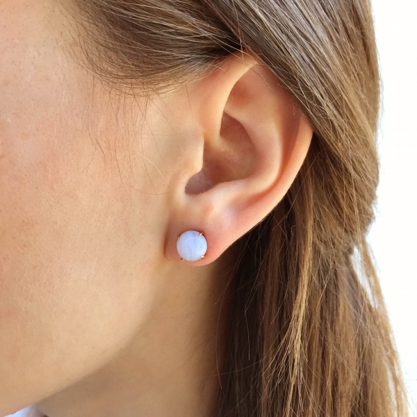 Пусеты из серебра с агатами