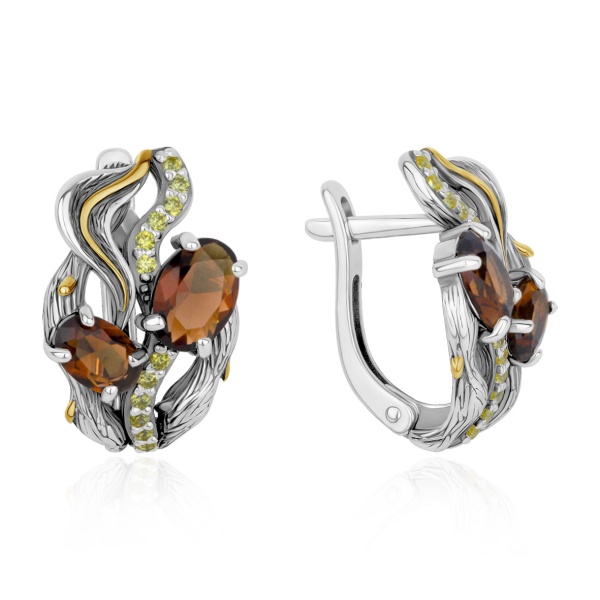 Серьги из серебра с кристаллом