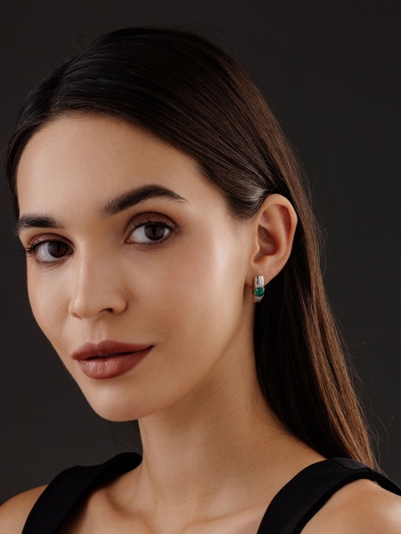 Серьги из серебра с агатами и фианитами 2340392378л-60 от KRASNOE, металл Серебро, вставка Агат