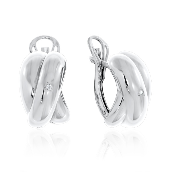 Серьги из серебра с фианитами 2340200594 от KRASNOE, металл Серебро, вставка Фианит