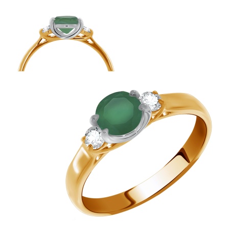 Купить кольцо из золота с агатом и фианитами в интернет-магазине KRASNOE