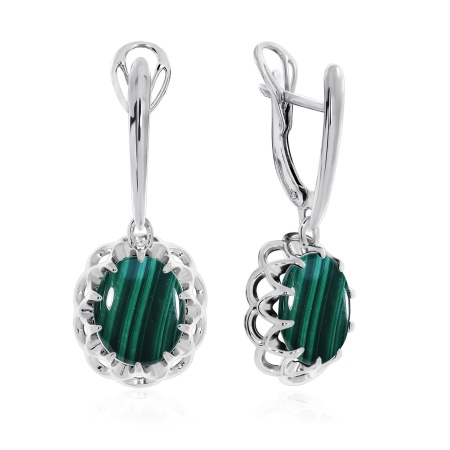 Серьги из серебра с малахитами