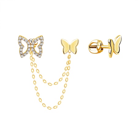 Пусеты из серебра с фианитами 2329204833л от KRASNOE, металл Серебро, вставка Фианит