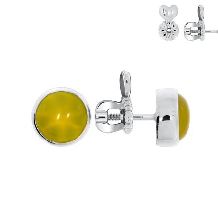 Пусеты из серебра с агатами