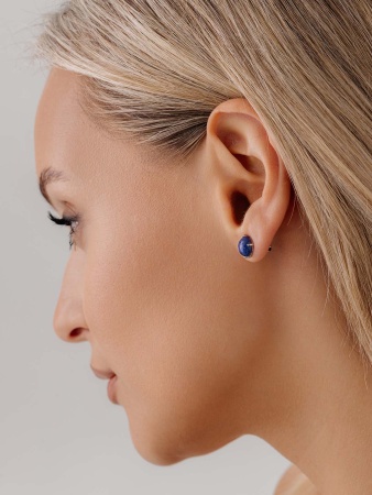 Пусеты из серебра с лазуритами