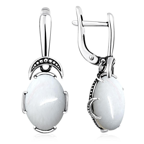 Серьги из серебра с лунным каменем