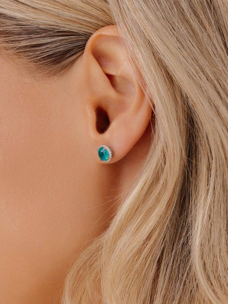 Пусеты из серебра с турмалином синт.