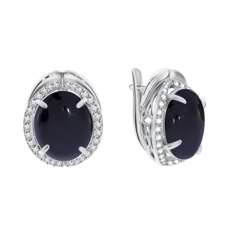 Серьги из серебра с агатами и фианитами