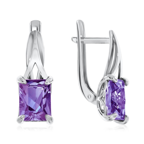 Серьги из серебра с фианитами