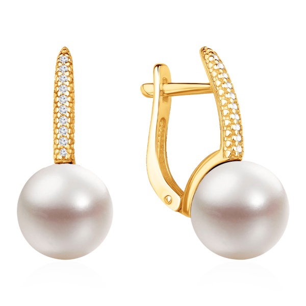 Серьги из серебра с жемчугами и фианитами в ювелирном интернет-магазине Серьги из серебра с жемчугами и фианитами в ювелирном интернет-магазине