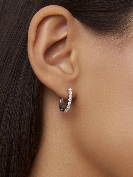 Серьги из серебра с фианитами 2340201315-1 от KRASNOE, металл Серебро, вставка Фианит