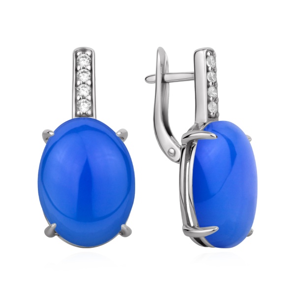 Серьги из серебра с агатами и фианитами в ювелирном интернет-магазине