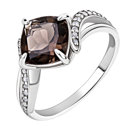 Купить кольцо из серебра с топазом и фианитами в интернет-магазине KRASNOE