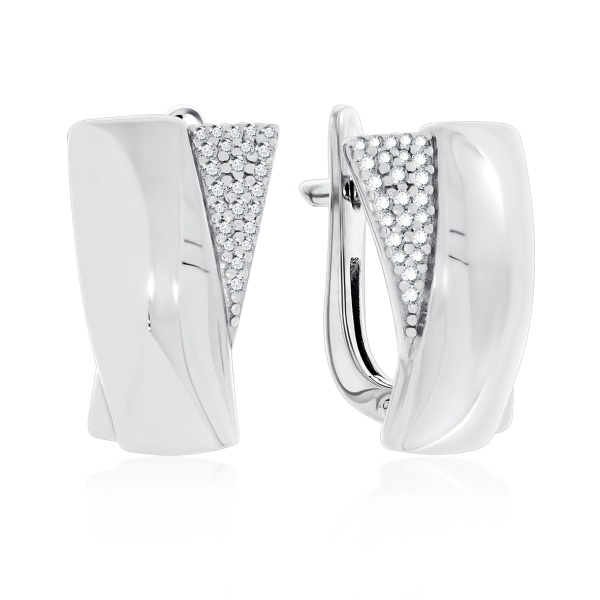 Серьги из серебра с фианитами со скидкой