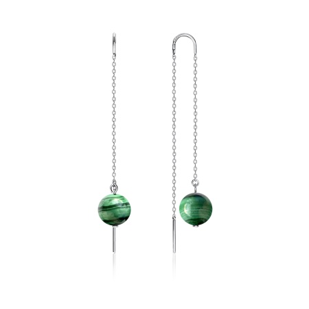 Серьги из серебра с малахитами