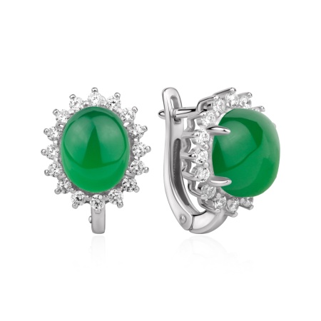 Серьги из серебра с агатами и фианитами