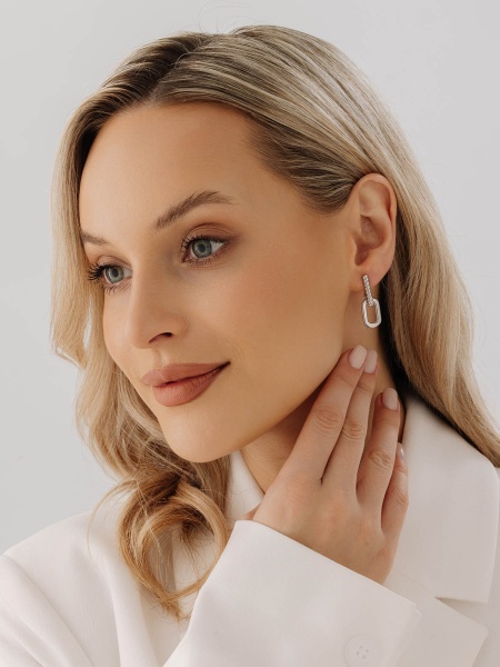 Серьги из серебра без вставок 2340405591 от KRASNOE, металл Серебро, вставка Без вставок