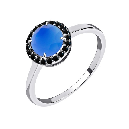 Кольцо из серебра с агатом и ситаллами со скидкой