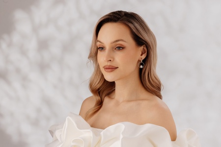 Пусеты из серебра с имитацией жемчуга