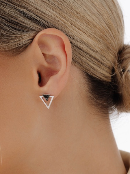 Пусеты из серебра с ситаллами