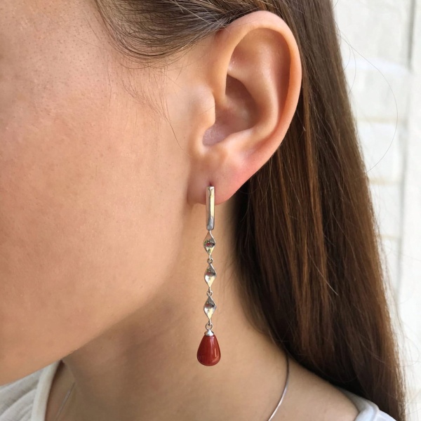 Серьги из серебра с агатом 2340391515-40 от KRASNOE, металл Серебро, вставка Агат