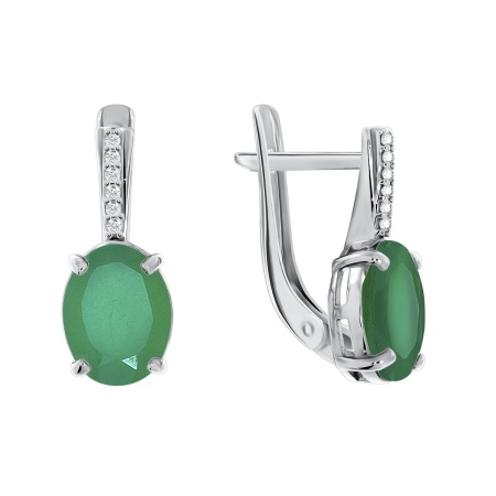 Серьги из серебра с агатами и фианитами