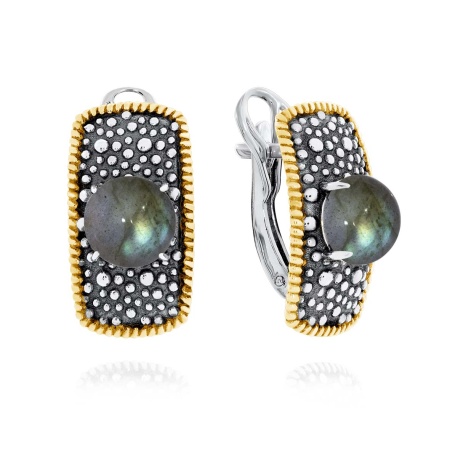 Серьги из серебра с лабрадоритами 2317Л01751 от KRASNOE, металл Серебро, вставка Лабрадорит