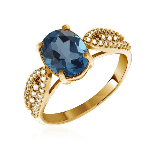 Купить кольцо из серебра с ситаллом и фианитами в интернет-магазине KRASNOE