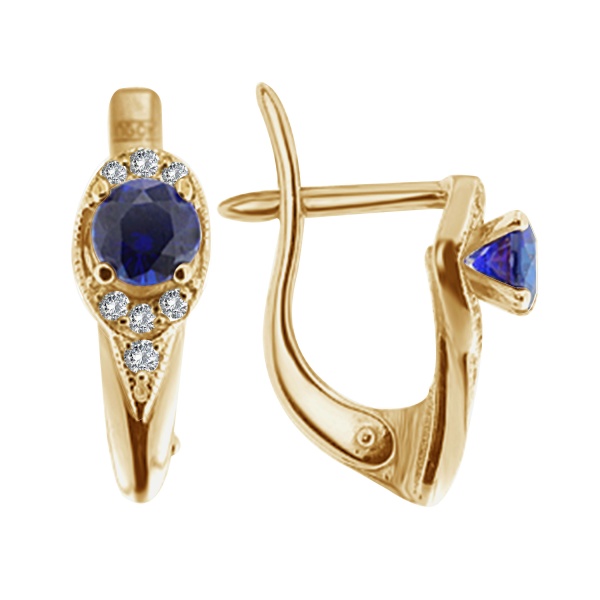 Серьги из золота с сапфирами и бриллиантами 22538779 от KRASNOE, металл Золото, вставка Сапфир
