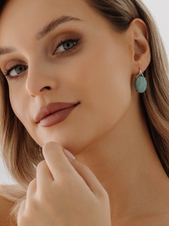 Серьги из серебра 2340375955 от KRASNOE, металл Серебро, вставка Амазонит
