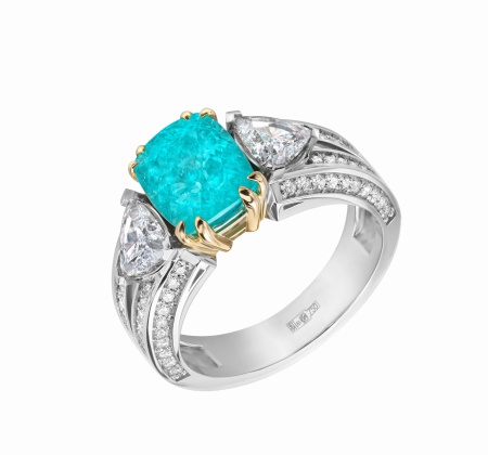 Кольцо из золота с турмалином и бриллиантами