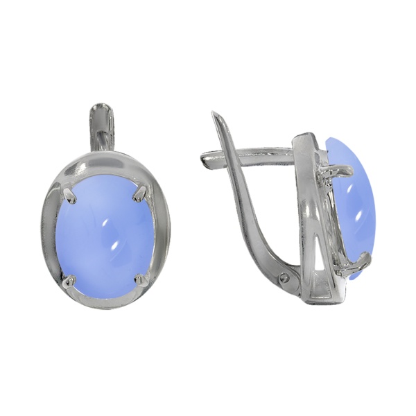 Серьги из серебра с халцедонами со скидкой