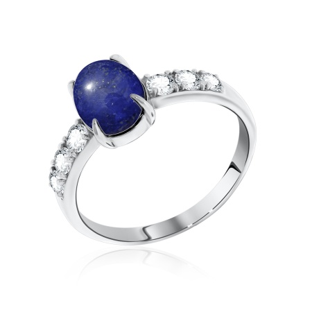 Купить кольцо из серебра с лазуритом и фианитами в интернет-магазине KRASNOE