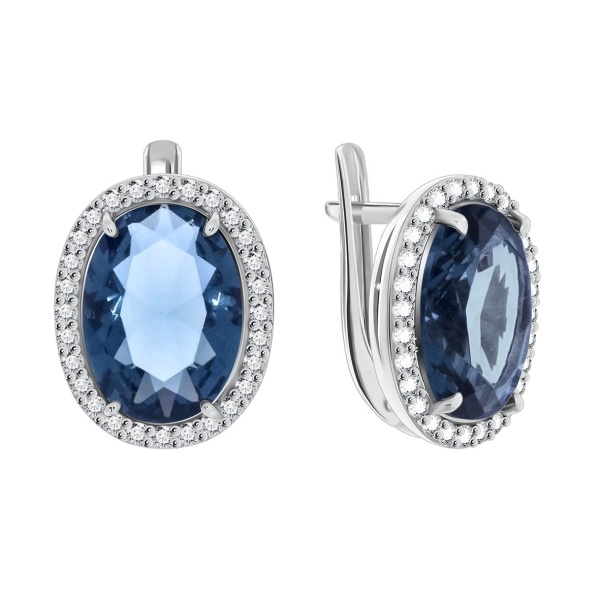 Серьги из серебра с фианитами со скидкой