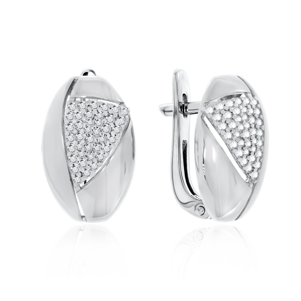 Серьги из серебра с фианитами со скидкой