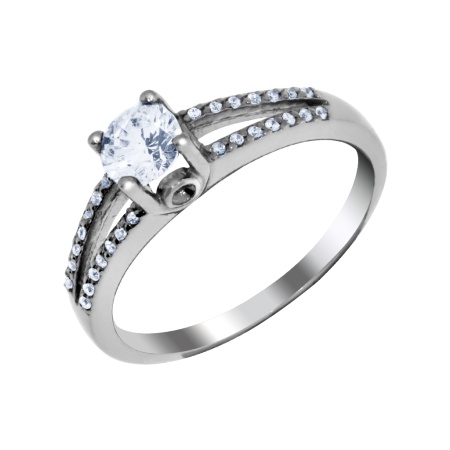 Купить кольцо из серебра с кристаллом ювелирным, кристаллами ювелирными и фианитами в интернет-магазине KRASNOE