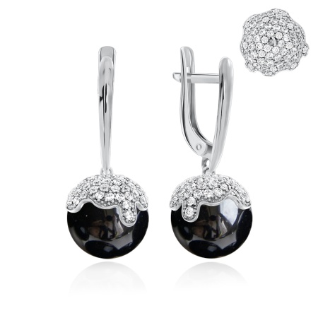 Серьги из серебра с агатами и фианитами 2340390807л-1-20 от KRASNOE, металл Серебро, вставка Агат