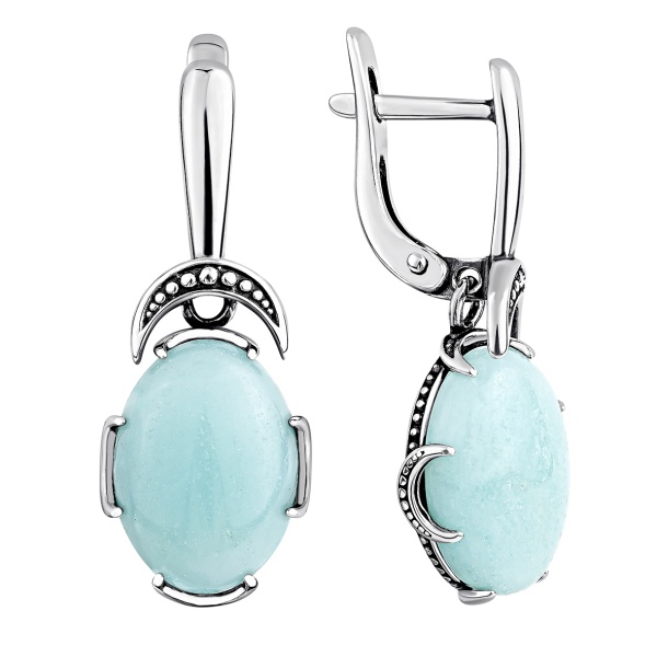 Серьги из серебра с амазонитами в ювелирном интернет-магазине