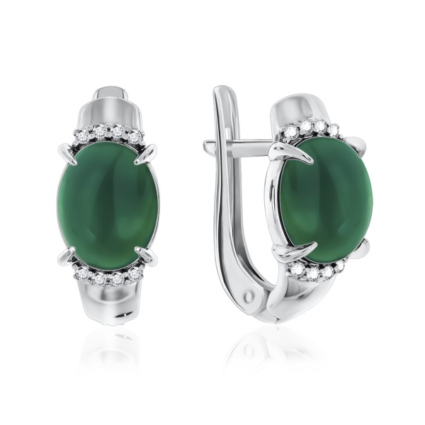 Серьги из серебра с агатами и фианитами 2340390371л-60 от KRASNOE, металл Серебро, вставка Агат