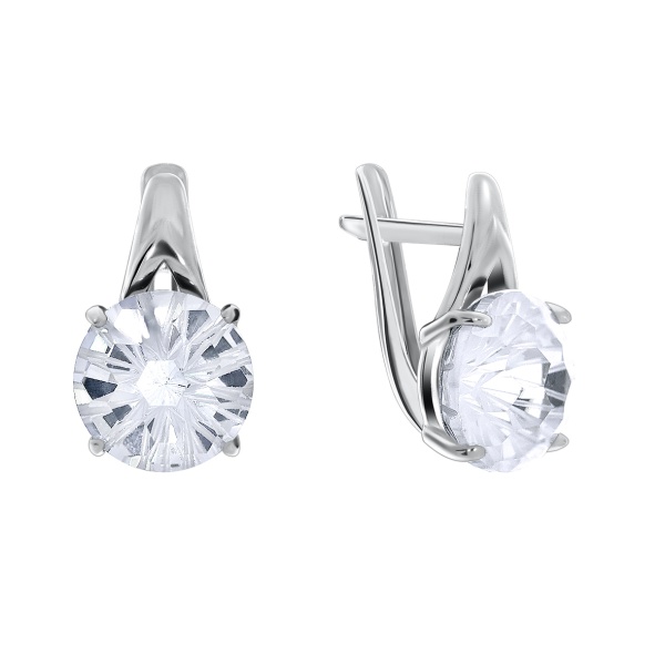 Серьги из серебра с фианитами со скидкой